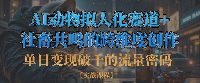 单日变现破千的流量密码，AI动物拟人化赛道+社畜共鸣的跨维度创作-西蒙学社