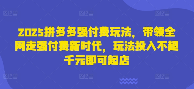 2025拼多多强付费玩法，带领全网走强付费新时代，玩法投入不超千元即可起店-西蒙学社