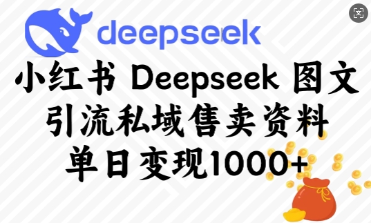 小红书Deepseek图文引流私域售卖资料，单日变现多张-西蒙学社