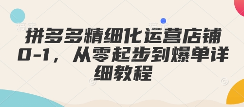 拼多多精细化运营店铺 0-1 ，从零起步到爆单详细教程-西蒙学社