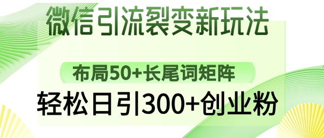 微信引流裂变新玩法：布局50+长尾词矩阵，轻松日引300+创业粉-西蒙学社