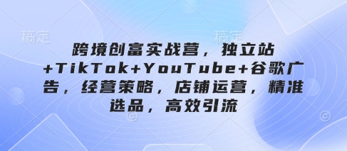 跨境掘金实操特训：独立站+TikTok+YouTube+Google Ads全链路运营 爆款选品策略与精准引流技巧解析-西蒙学社