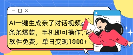 AI一键生成亲子对话视频，条条爆款，一部手机即可操作，单日变现数张-西蒙学社