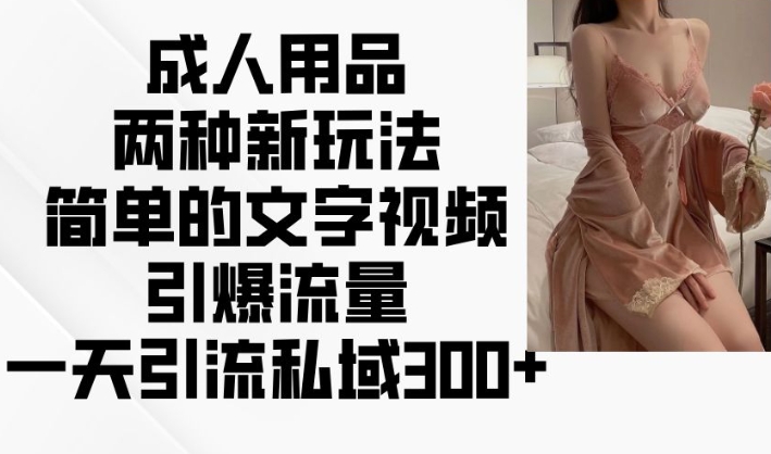 成人用品两种新玩法，简单的文字视频引爆流量，一天引流私域300+-西蒙学社