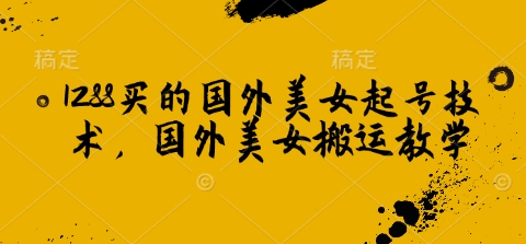 1288买的国外美女起号技术，国外美女搬运教学-西蒙学社