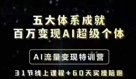 五大体系成就百万变现AI超级个体- AI流量变现特训营，一步一步教你一个人怎么年入百W-西蒙学社
