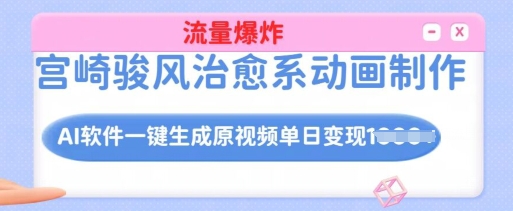 宫崎骏风治愈系动画制作，AI软件一键生成原创视频流量爆炸，单日变现多张，详细实操流程-西蒙学社
