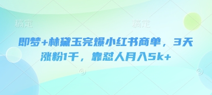 林黛玉IP账号小红书商单变现实战：3天涨粉破千，犀利人设打造单月收入超5000元-西蒙学社