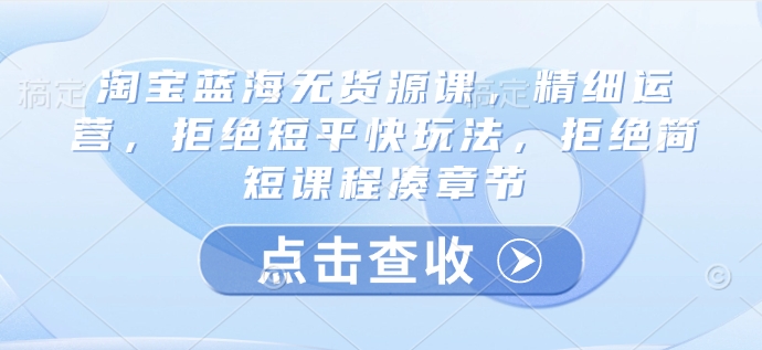 淘宝蓝海无货源课，精细运营，拒绝短平快玩法，拒绝简短课程凑章节-西蒙学社