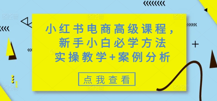 小红书电商高级课程，新手小白必学方法，实操教学+案例分析-西蒙学社