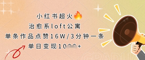 小红书超火的治愈系loft公寓，单条作品点赞16W，3分钟一条，单日变现数张-西蒙学社