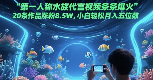 水族账号3天起号秘诀：新手零基础教程助20条作品涨粉8.5万，月入过万实操指南-西蒙学社