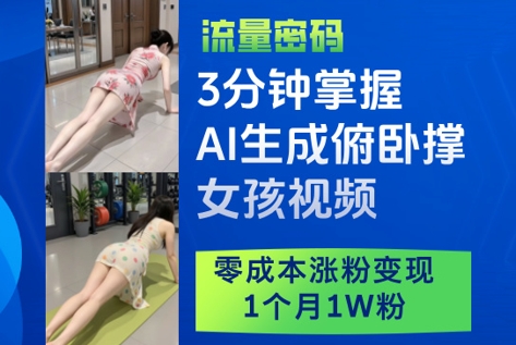 AI制作俯卧撑女神视频速成教程：零投入月涨万粉轻松吸金-西蒙学社