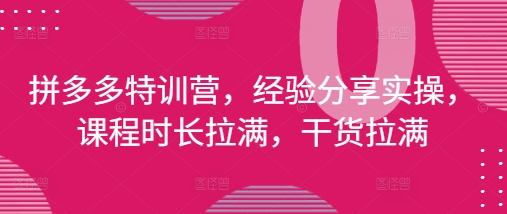 25 年 4 月新版拼多多特训班：零基础到爆单实战全攻略 超长课时 + 内部运营技巧大公开-西蒙学社