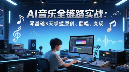 AI音乐实战教程：3天零基础速成班玩转原创翻唱+爆款快速吸金秘籍-西蒙学社