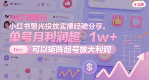 小红书聚光投放实战技巧：单账号月入破万实操指南，矩阵布局轻松放大收益-西蒙学社
