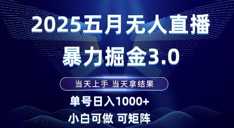 2025五月无人直播暴利掘金3.0完整流程解析 单账号日赚1000+新手可操作多账号复制当天见效-西蒙学社