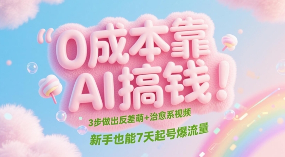 AI零门槛副业指南：三步速成反差治愈短视频 新手七天引爆流量池-西蒙学社