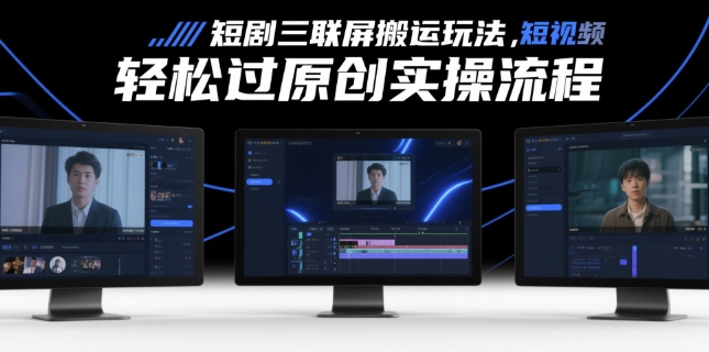 短剧三联屏搬运技巧 短剧搬运快速通过原创验证步骤详解-西蒙学社