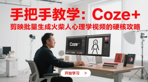 Coze联合剪映自动化生成爆款火柴人心理学视频高效技巧-西蒙学社