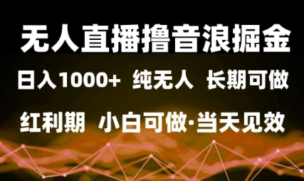 无人直播音浪变现日赚千元零门槛项目，新手当天见效红利期实战解析-西蒙学社