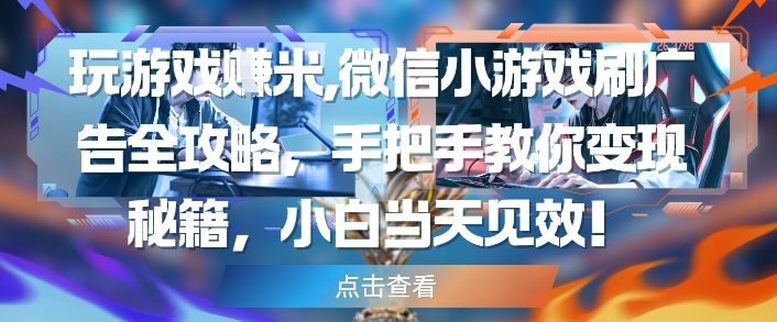 微信小游戏广告变现零基础教程：新手小白当天实操赚取收益攻略-西蒙学社
