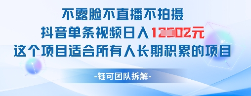 不露脸不直播不拍视频抖音单条视频日入千元的稳定项目-西蒙学社
