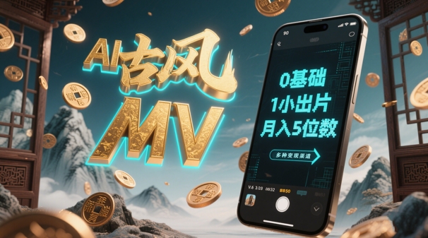 AI快速制作古风音乐MV无需剪辑技巧1小时完成多种收入方式手机月赚五万以上-西蒙学社