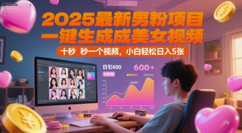 2025男粉项目实战解析：自动化美女视频生成，日引600+精准流量，新手快速日入500+-西蒙学社
