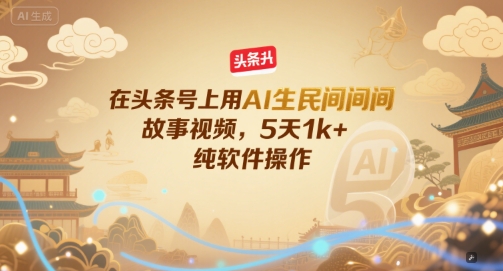 头条号AI生成民间故事视频5天破千粉纯软件轻松操作-西蒙学社