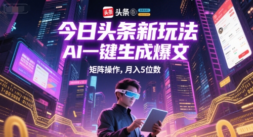 AI智能一键生成爆文秘籍，头条矩阵操作轻松月入五位数-西蒙学社