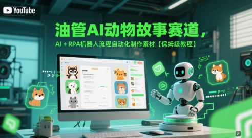 YouTube动物故事AI制作：AI结合RPA机器人自动化素材详细教程实战指南-西蒙学社