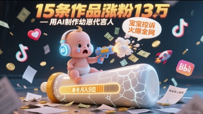 AI打造萌娃形象爆红秘诀：婴儿哭诉视频15条涨粉13万 月变现5万+完整攻略-西蒙学社