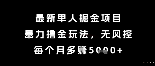 独家揭秘最新单人掘金项目：高效赚钱玩法零风控，月入5000+轻松实现-西蒙学社