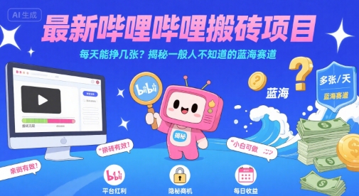 哔哩哔哩B站搬砖新项目揭秘 每日收益与不为人知的蓝海赛道解析-西蒙学社