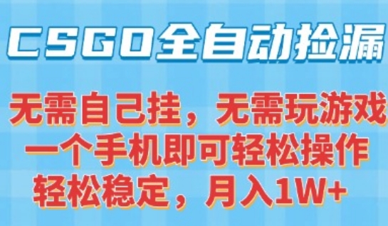 CSGO自动捡漏新玩法，手机操作简单，新手也能轻松月入过万【独家揭秘】-西蒙学社