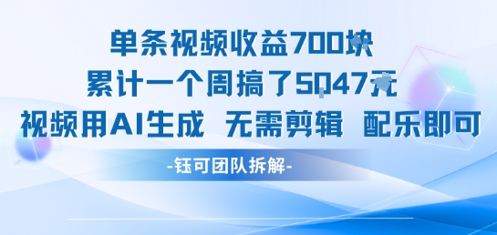 单条视频收益超7000累计一周轻松赚5k+用AI生成无需剪辑配乐-西蒙学社