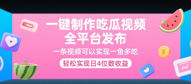 快速生成吃瓜视频全网分发，单条内容一鱼多吃，轻松日赚四位数收益大揭秘-西蒙学社