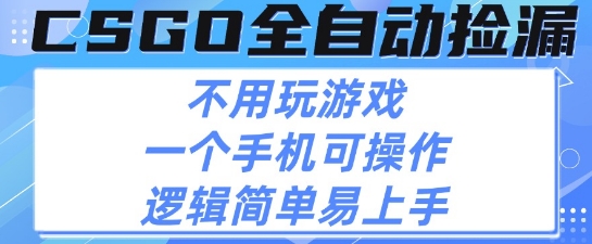 CSGO自动捡漏新玩法，无需挂G不用打游戏，手机操作简单易上手，小白也能轻松月入过万-西蒙学社