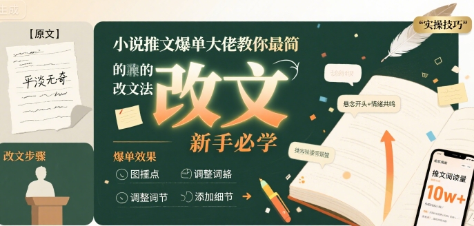 小说推文爆单技巧揭秘：超实用改文方法实操课，新手必备学习指南-西蒙学社