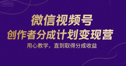 微信视频号创作者分成计划实战营 全程指导助力收益变现-西蒙学社