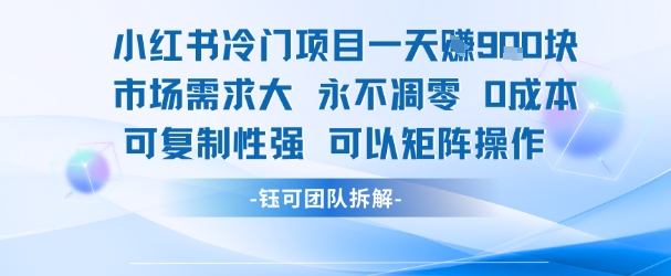 小红书冷门项目日入900+，市场需求旺盛，零成本操作，矩阵玩法可复制-西蒙学社