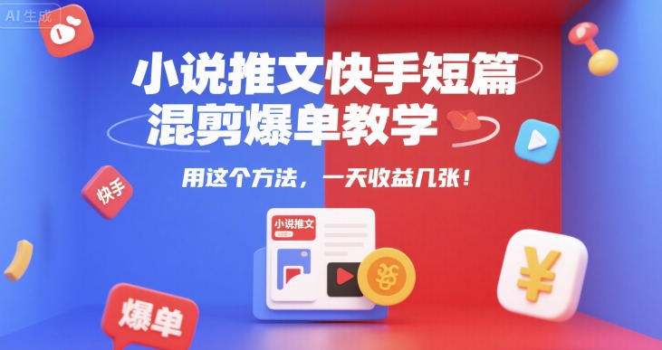 快手小说推文混剪爆单教程：日赚数百元轻松实现-西蒙学社