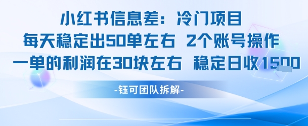 小红书冷门项目信息差 单单利润 30 元日入 1500 双号运营-西蒙学社