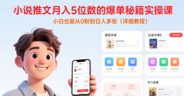 小说推文月入过万实战攻略，零基础新手也能实现从0粉丝到日赚数千的详细操作指南-西蒙学社