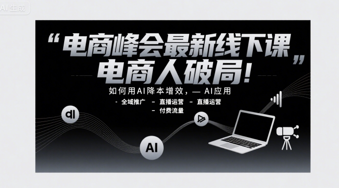 电商峰会线下课程揭秘电商人突围之道：AI技术如何实现降本增效与全域推广实战解析-西蒙学社
