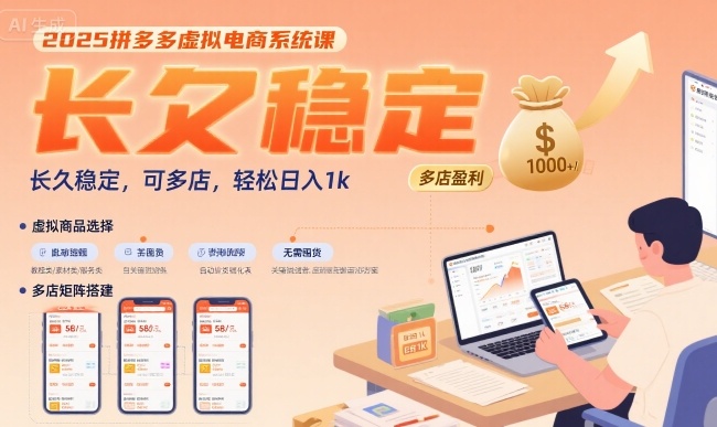 2025拼多多虚拟电商运营全攻略，稳定多店操作，实现轻松日赚千元-西蒙学社