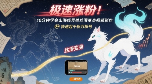 15分钟完成山海经神兽变身视频制作 简易步骤助你迅速涨粉超千人-西蒙学社