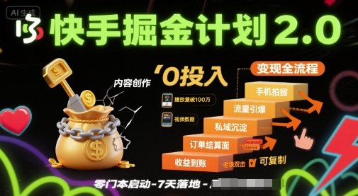 快手掘金2.0攻略：电商简单变现全流程分享；轻松0成本复制，小白适用！-西蒙学社