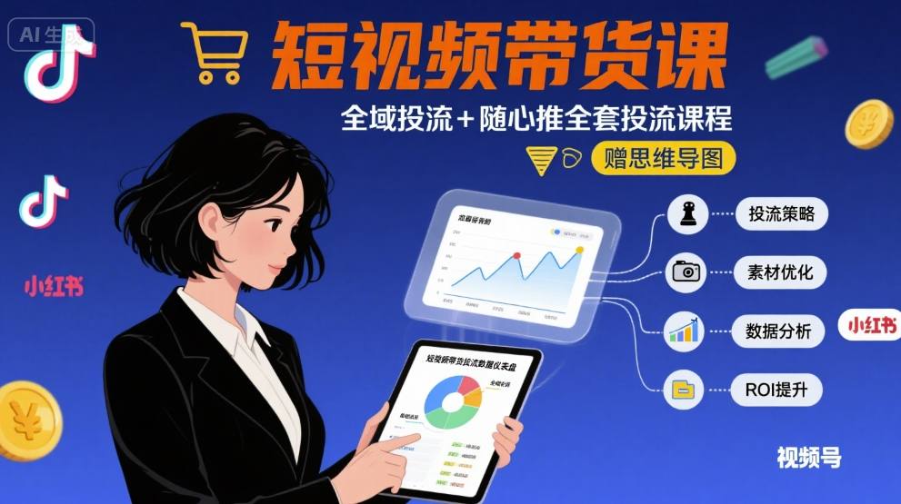 精通短视频带货实战：全域+随心推全套流量投放课程+思维导图优化礼赠-西蒙学社